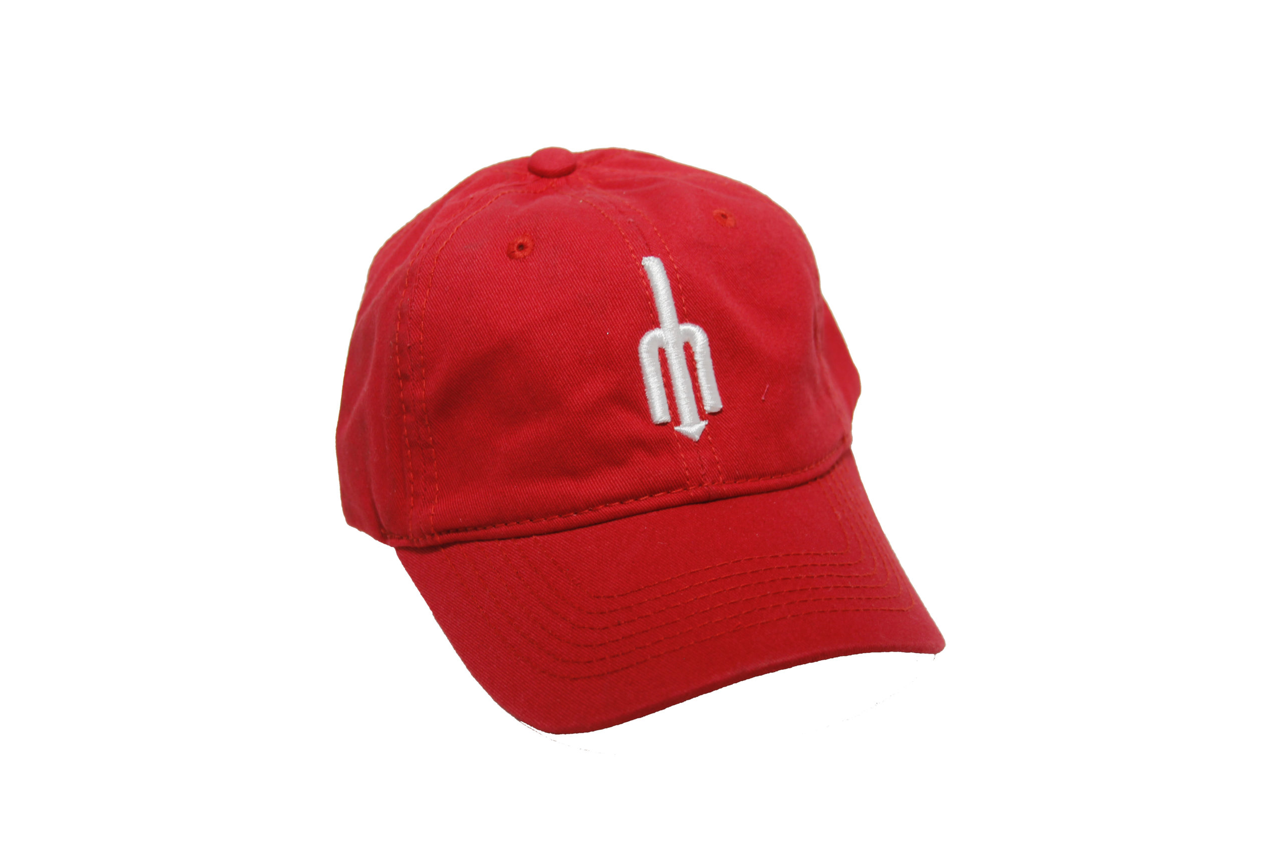 Gorra roja con tridente blanco – El Chamuco y los Hijos del Averno