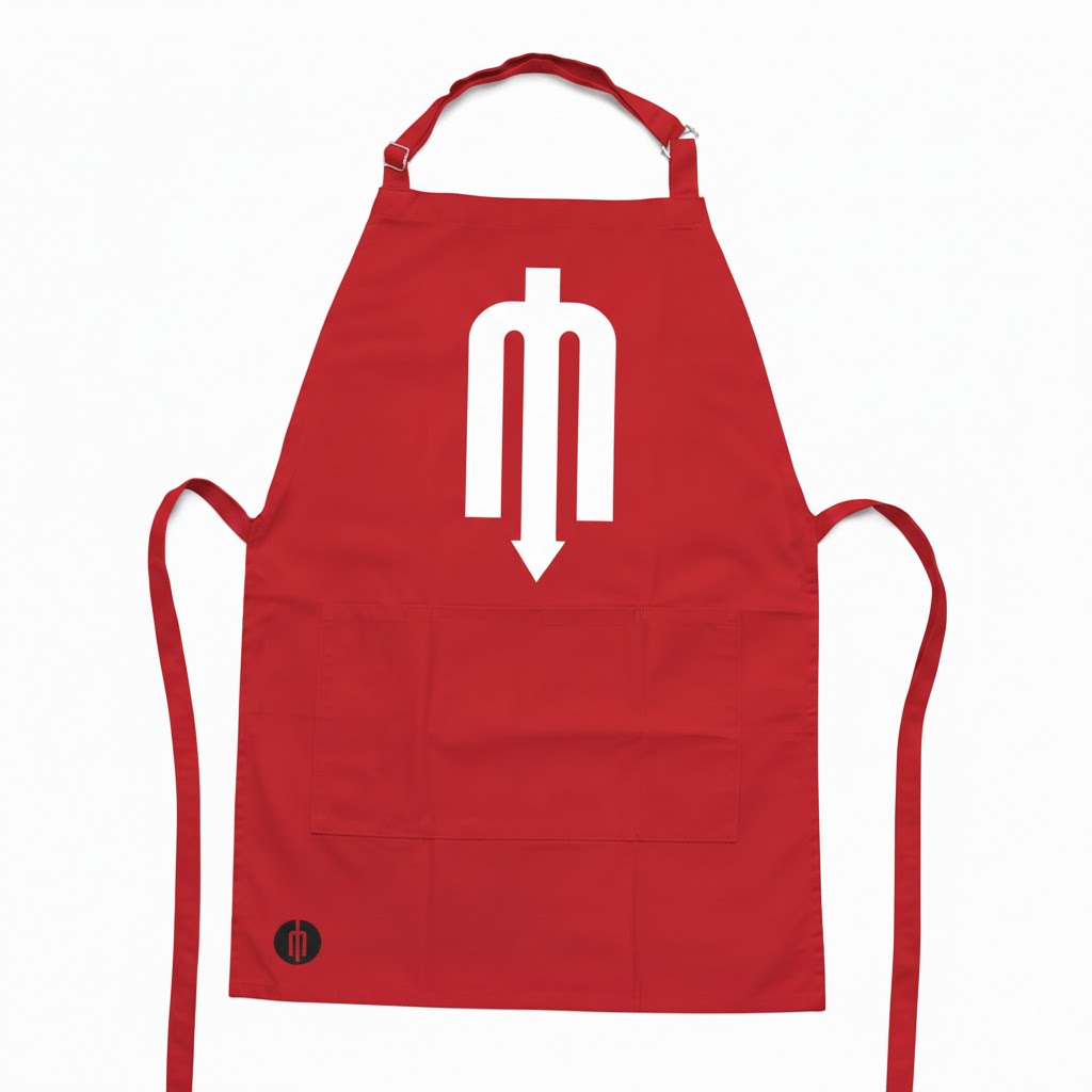Mandil color rojo “Tridente color blanco”