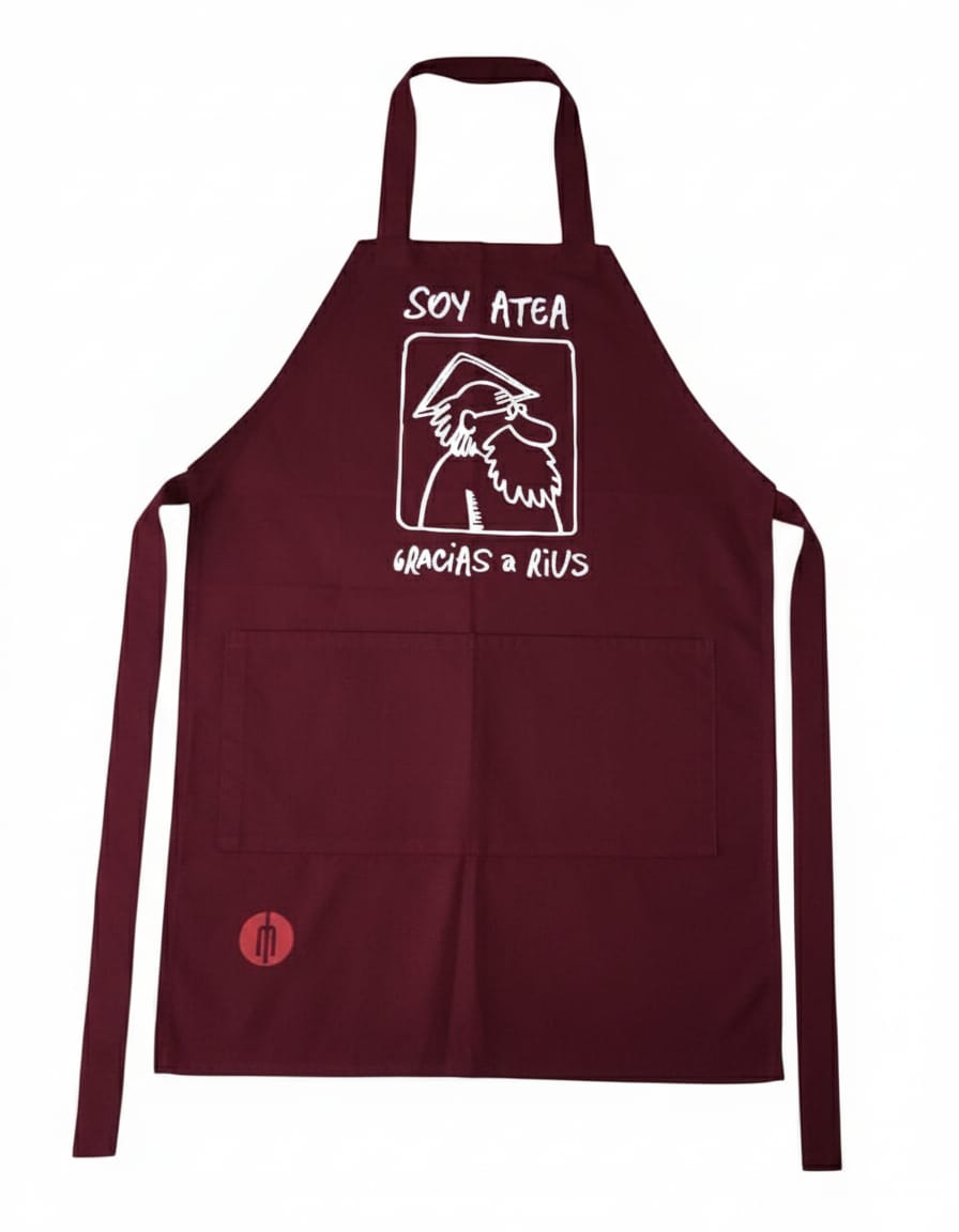 Mandil color vino “Soy atea gracias a Rius”