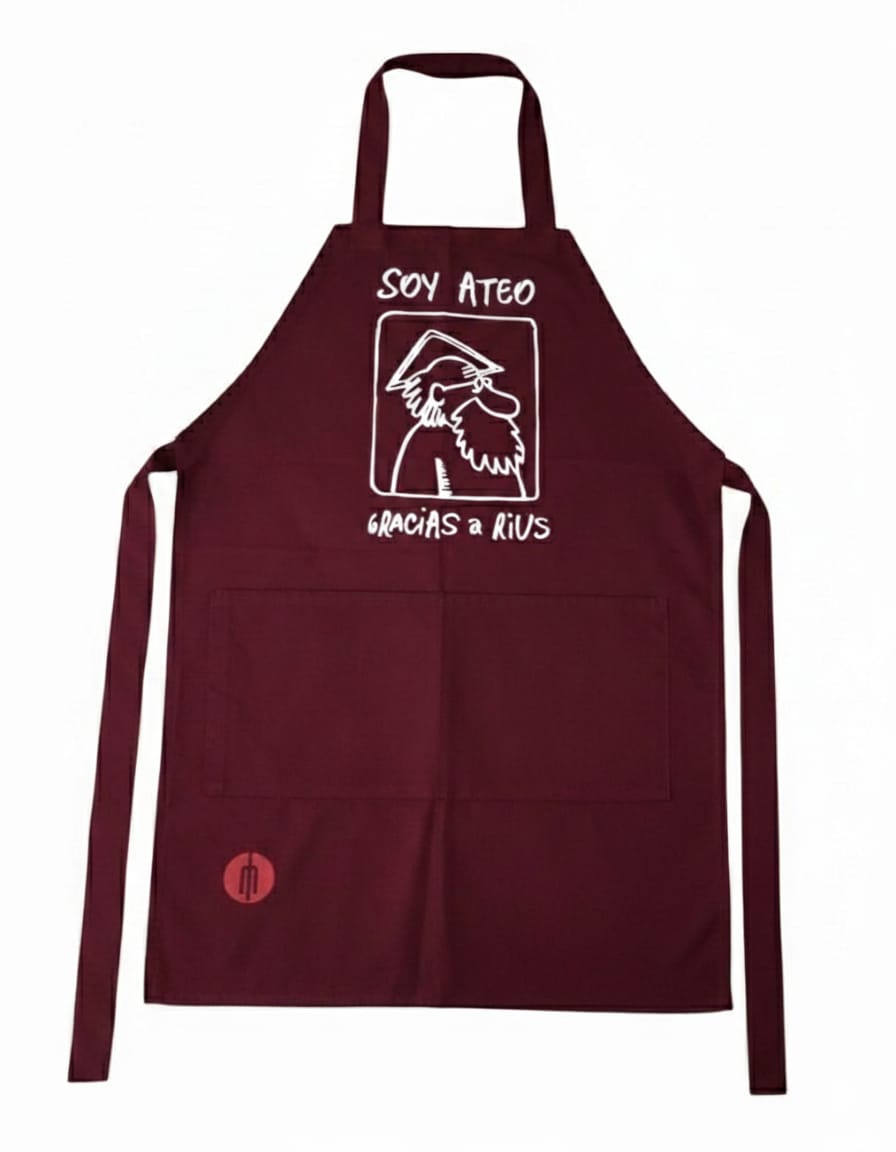 Mandil color vino “Soy ateo gracias a Rius”