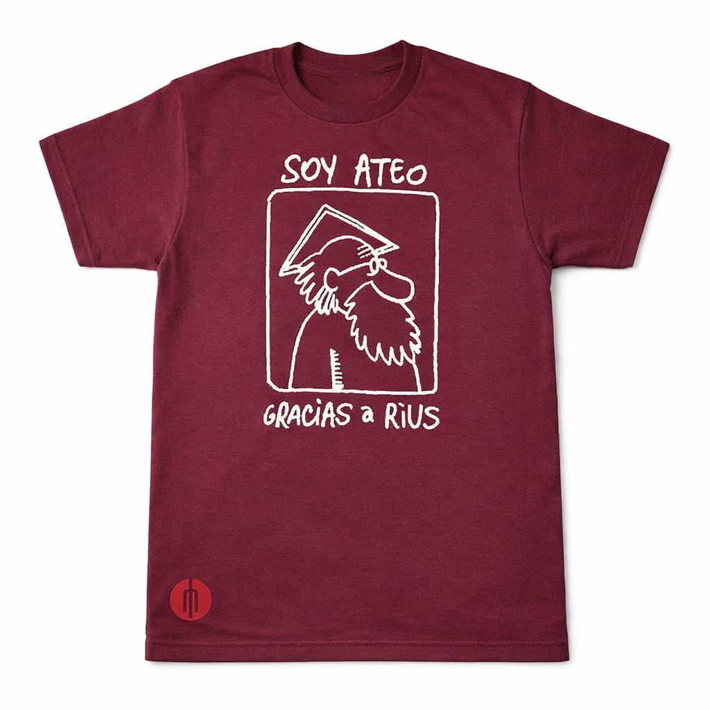 Playera para caballero color vino “Soy ateo gracias a Rius”