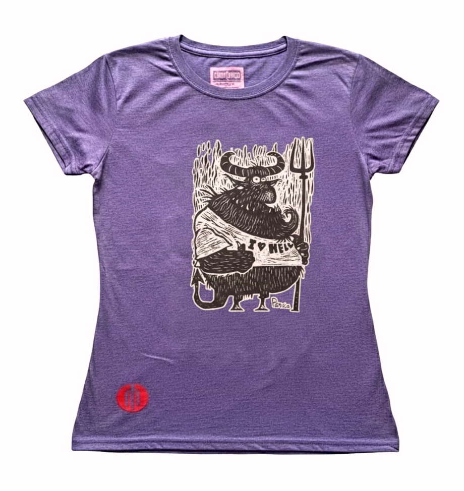 Playera para dama color morado “I love hell”