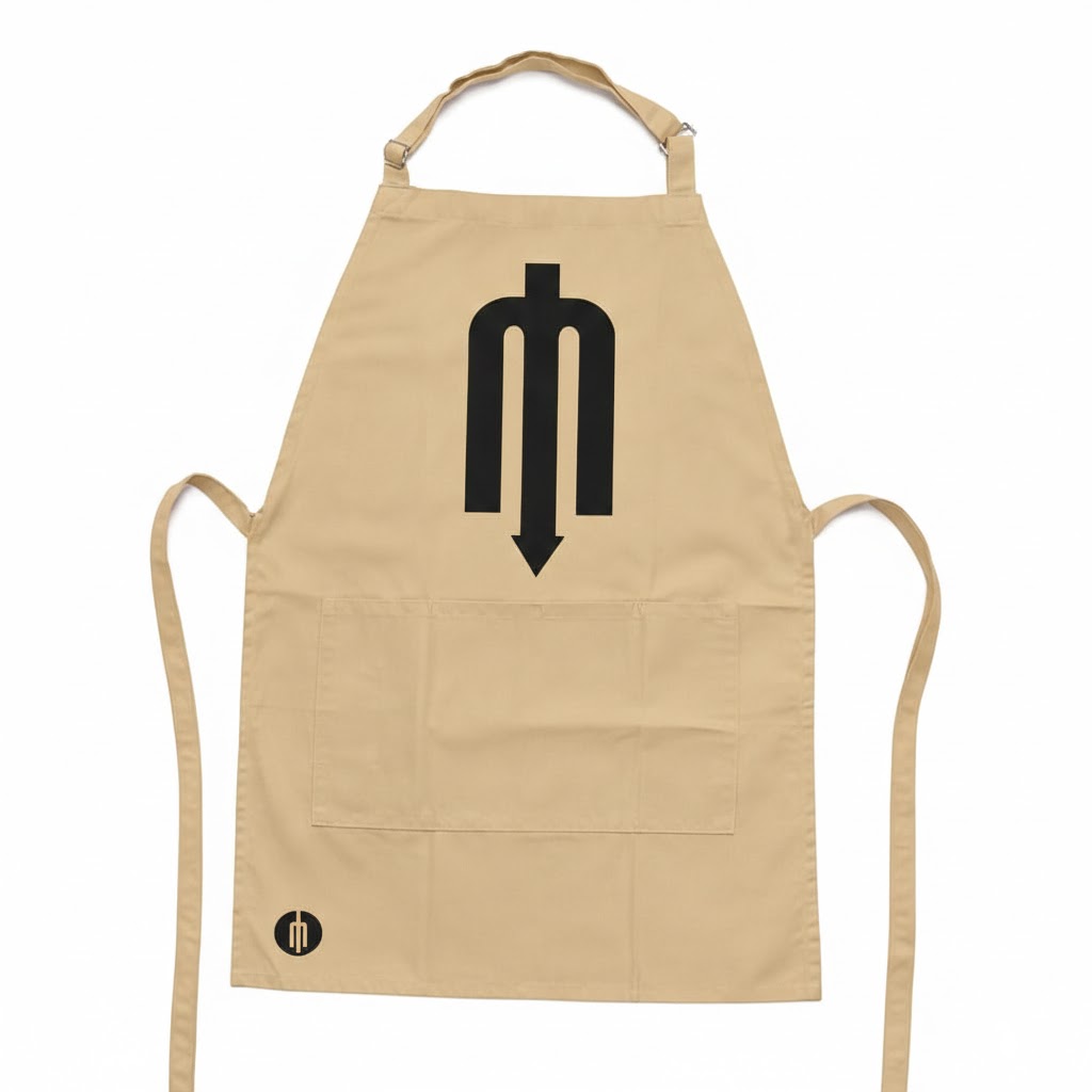 Mandil color beige “Tridente color negro”