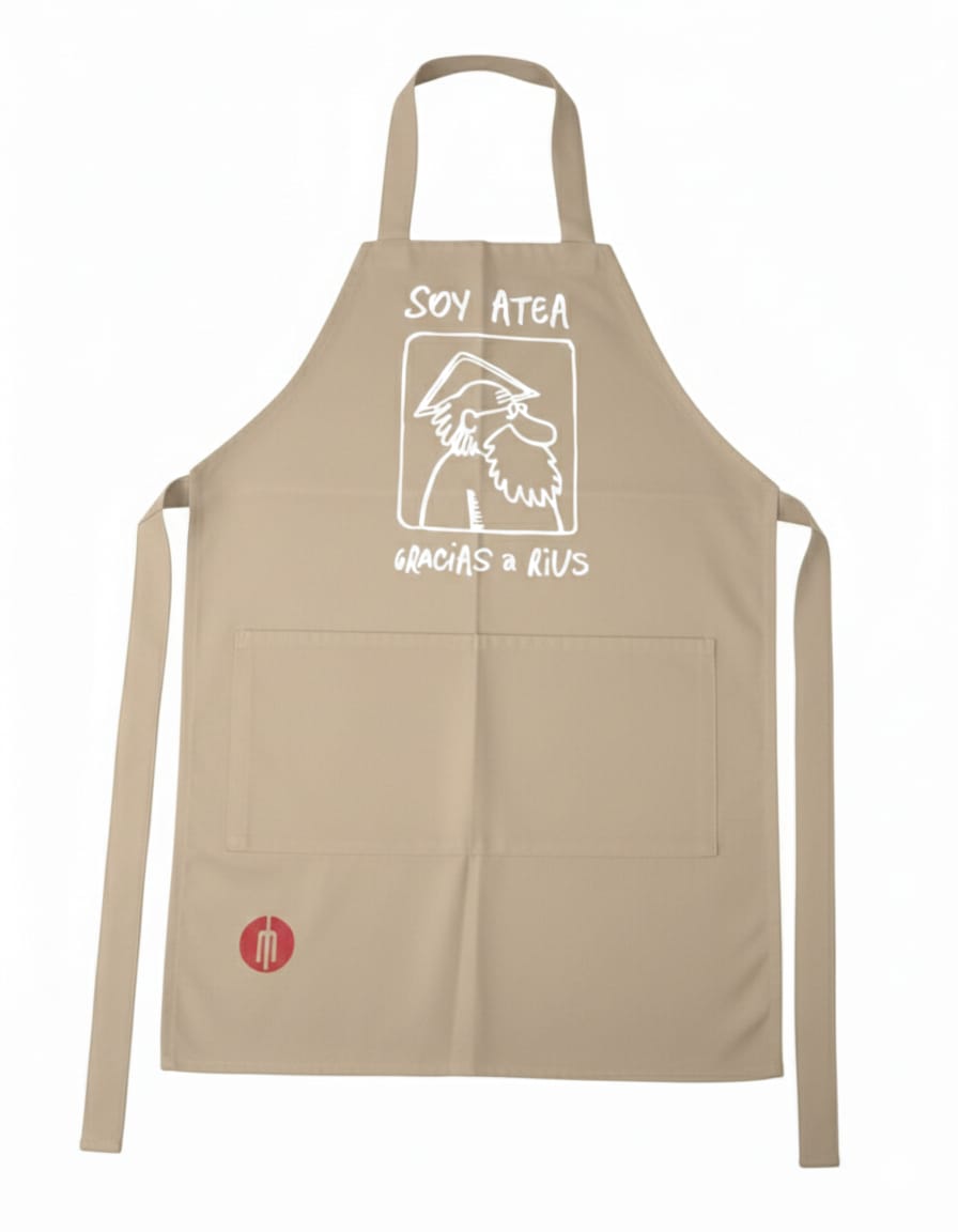 Mandil color beige “Soy atea gracias a Rius”