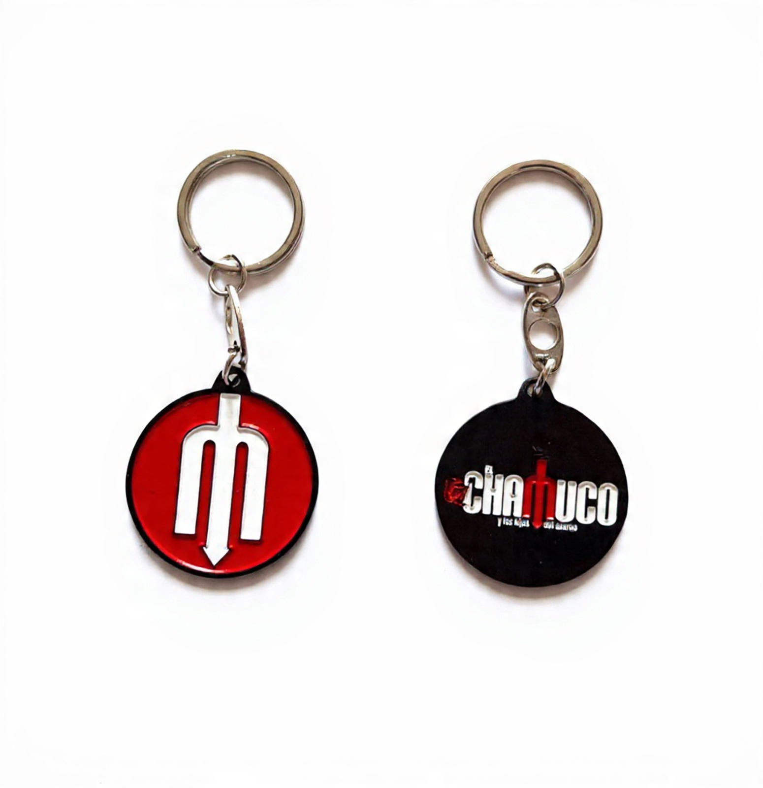 Llavero circular metálico “Tridente Logo Chamuco”
